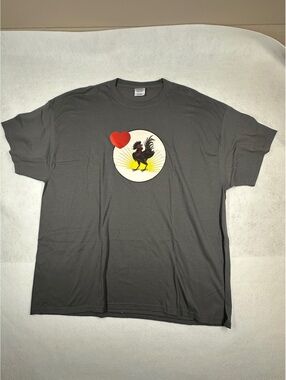 Port and Company 50/50 Adult XXXL T-Shirt with Rooster and Heart Graphic